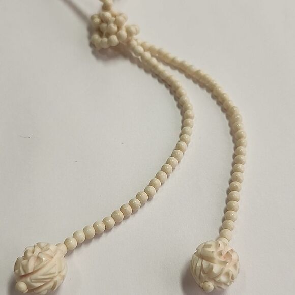 Art Deco Genuine Carved Lariat Necklace RARE TREASURE - Picture 2 of 6